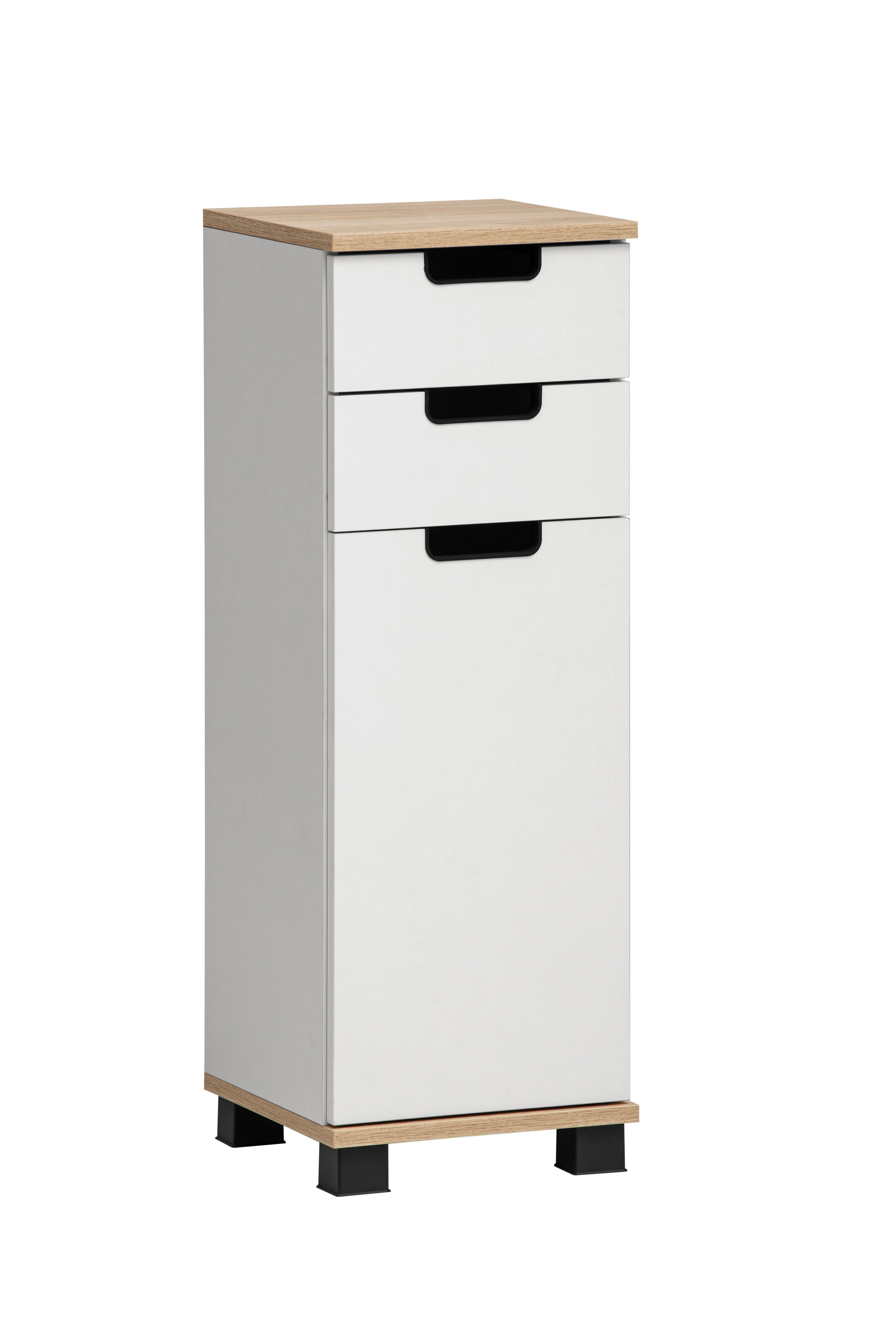 Schrank Emmik weiß matt Eiche Eiche weiß Nachbildung B/H/T: ca. 30,3x88,1x32,6 cm Emmik - Eiche/weiß (30,30/88,10/32,60cm) - Möbelpartner