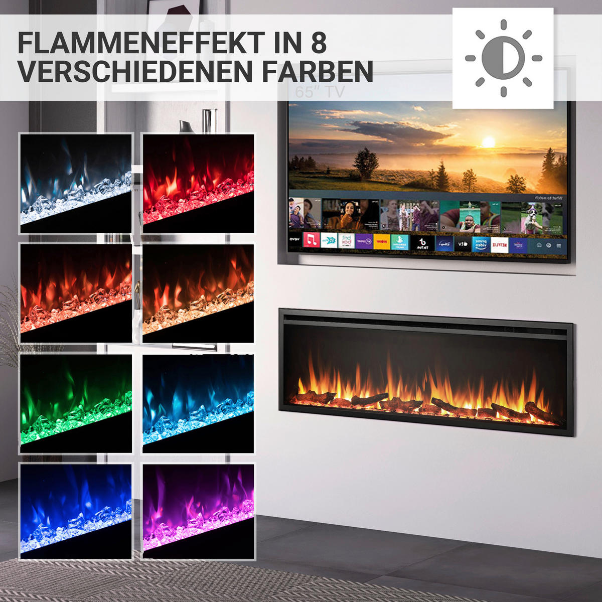 Balderia Elektrischer-Kamin Atlanta EF288B schwarz B/H/L: ca. 14,7x48x152,4 cm Elektro-Kamin Atalanta 60" - schwarz (152,40/14,70/48,00cm) - Balderia