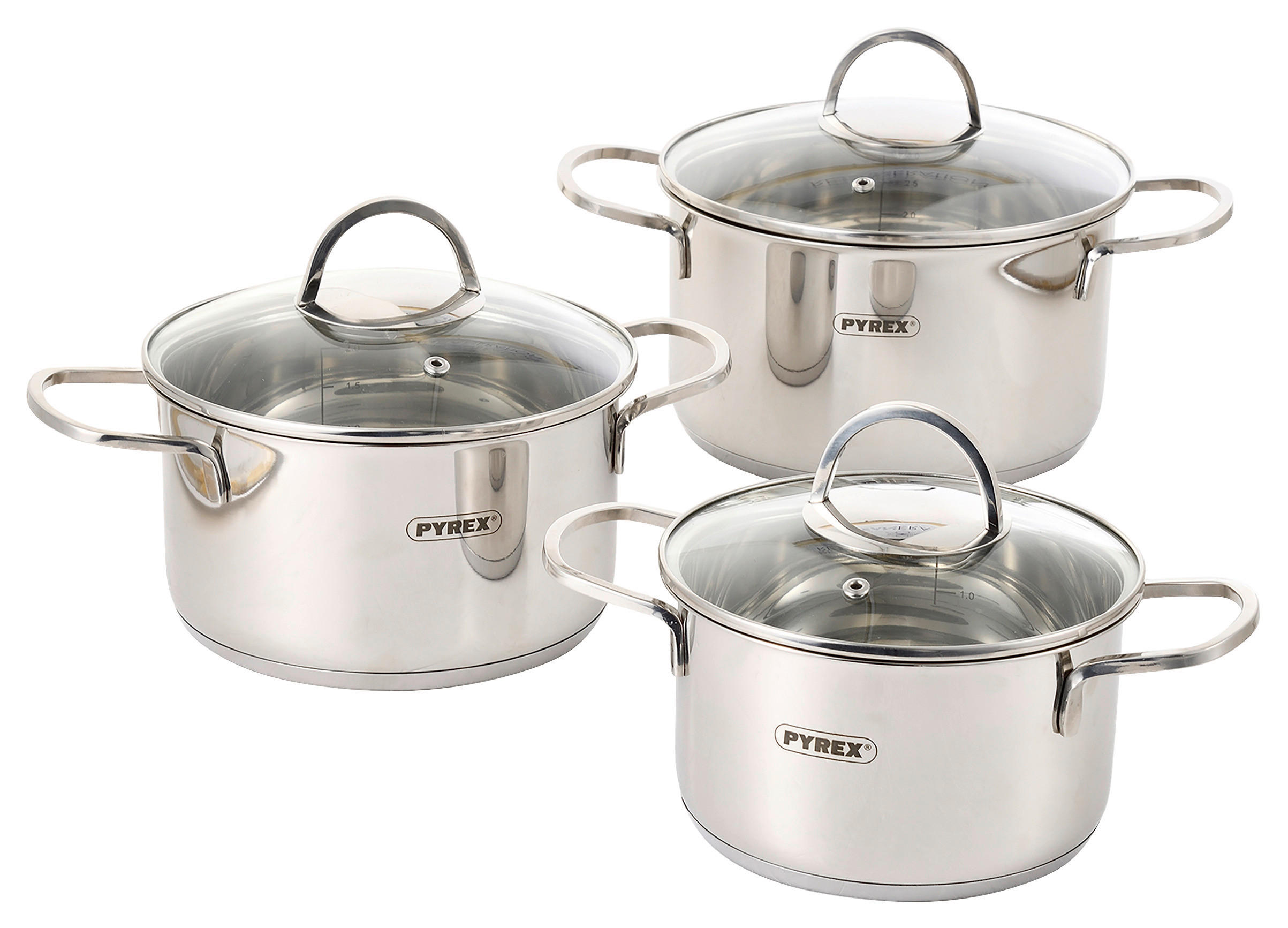 PYREX Topfset Silver silber Edelstahl 6 tlg. Silver - silber - PYREX