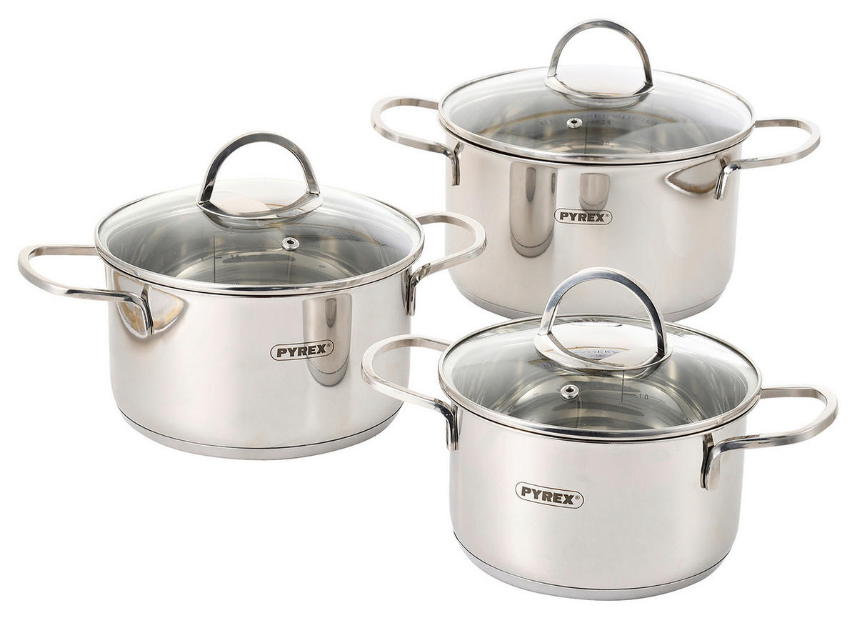 PYREX Topfset Silver silber Edelstahl 3 tlg. Silver - silber - PYREX