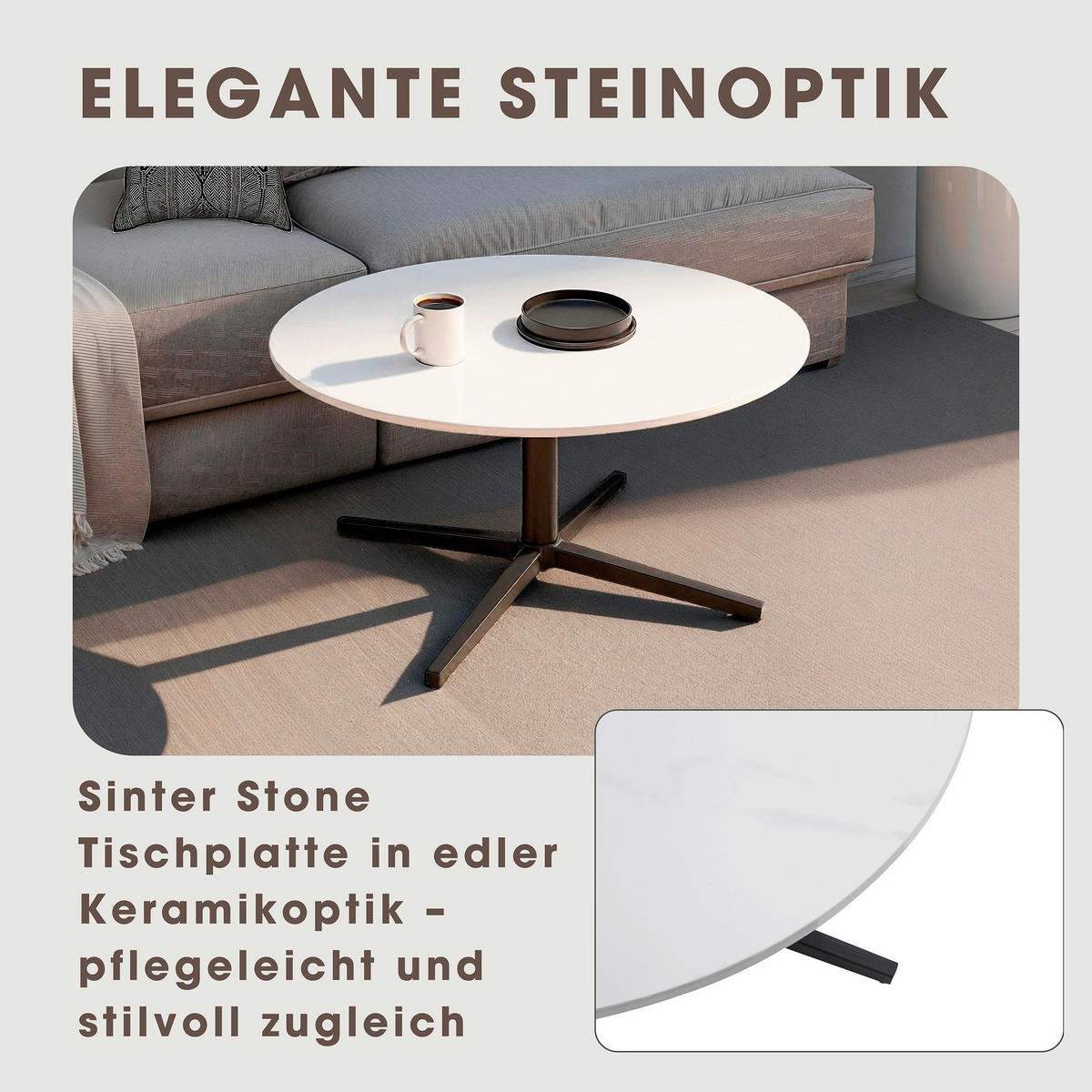 Couchtisch CUP schwarz weiß H/D: ca. 36,5x70 cm CUP - weiß/schwarz (70,00/36,50cm) - byLIVING