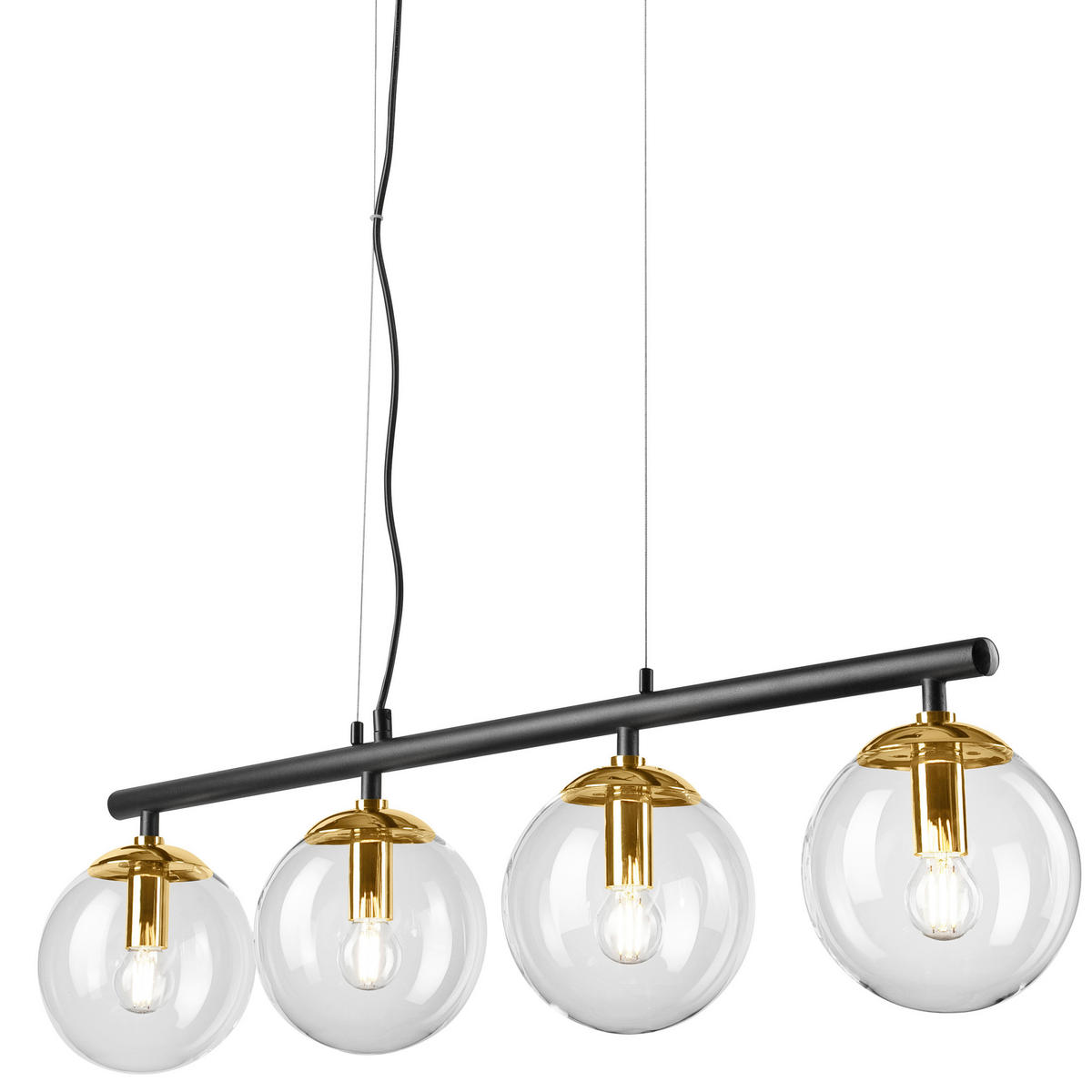 Lamkur Deckenleuchte gold Glas Stahl B/H/L: ca. 12x150x96 cm E14 4 Brennstellen ELOISE - gold (96,00/12,00/150,00cm) - Lamkur