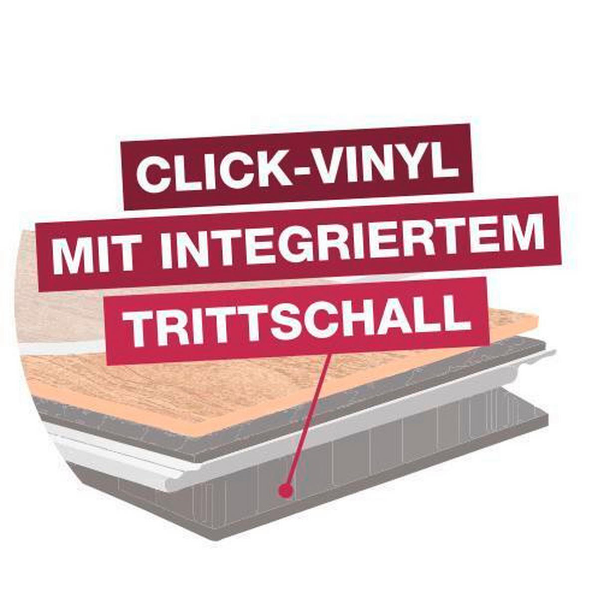 Click-Vinylboden Mailand ca. 2,22 m² im Paket  B/L: ca. 18,2x122 cm pro Paket Mailand ca. 2,22 m² im Paket - Eiche (18,20/122,00cm)