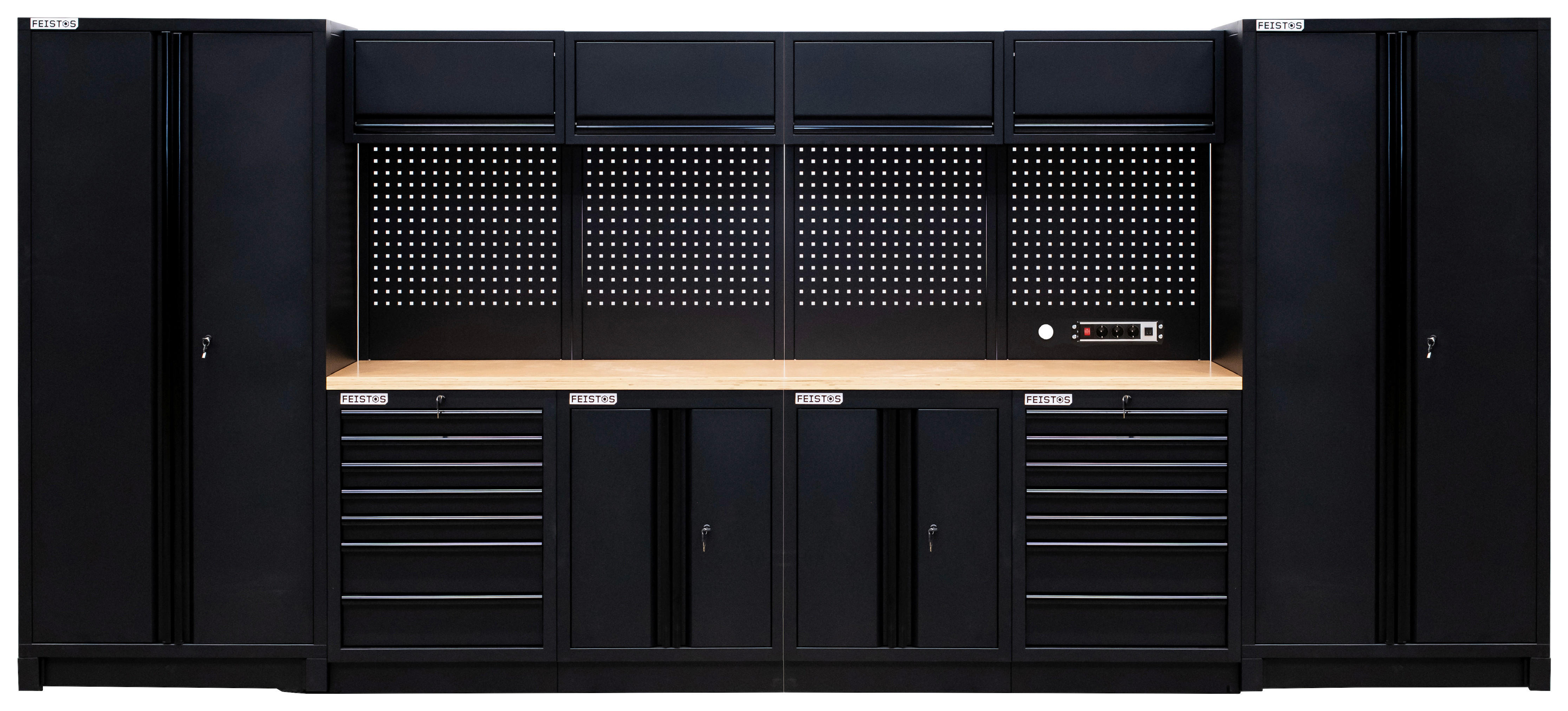 Werkstatteinrichtung EOS Blackline schwarz B/H/L: ca. 455x200x61 cm EOS Blackline - schwarz (61,00/455,00/200,00cm) - Feistos