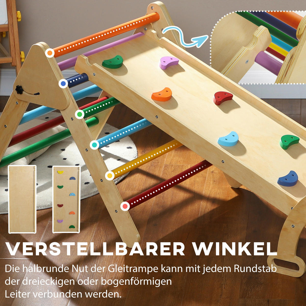 AIYAPLAY Klettergerüst multicolor B/H/L: ca. 64,5x63x178 cm Klettergerüst - multicolor (178,00/64,50/63,00cm) - AIYAPLAY