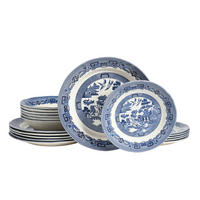 CreaTable Tafelservice China Town blau Steingut 18 tlg. China Town - blau (31,00/30,00/32,00cm) - CreaTable