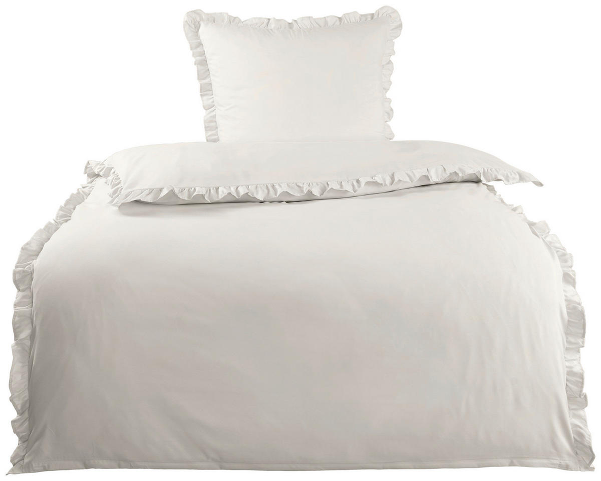 Microfaser Bettwäsche Bettwäsche_Microfaser_Rüschen - perlmutt (135,00/200,00cm)