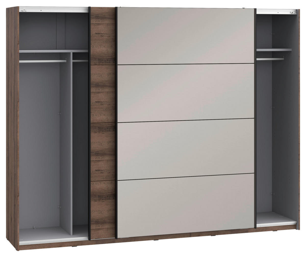 Schwebetürenschrank  schlamm Eiche Nachbildung B/H/T: ca. 269,9x209,7x61,2 cm Jacky_Schwebetürenschrank - Eiche/schlamm (269,90/209,70/61,20cm)