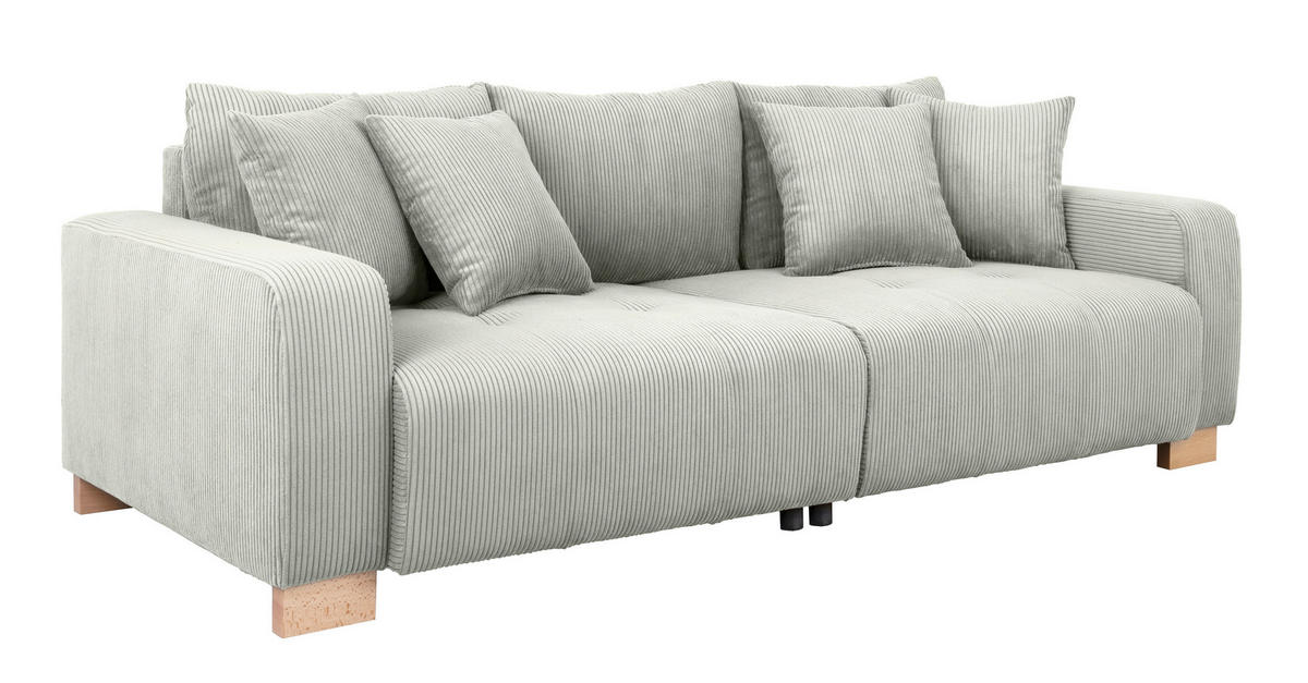 Big Sofa Alpha New hellgrau Microfaser B/H/T: ca. 244x85x112 cm Alpha New - hellgrau/buche (244,00/85,00/112,00cm)