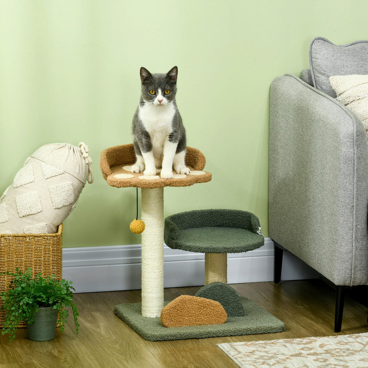 PawHut Kratzbaum grün Spanplatte B/H/L: ca. 39x43x52 cm Kratzbaum - braun/beige (52,00/39,00/43,00cm) - PawHut