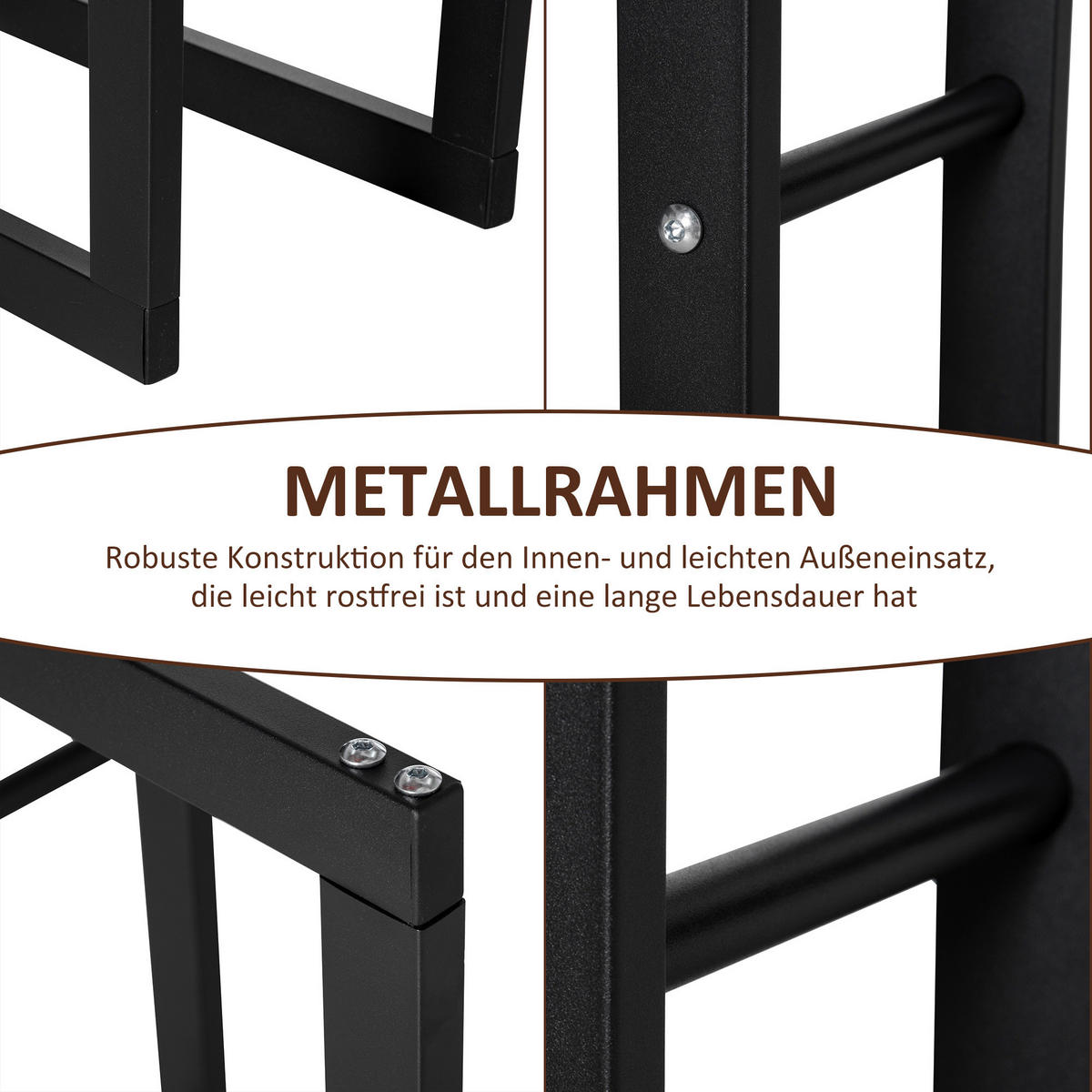HOMCOM Kaminholzständer schwarz B/H/L: ca. 25x150x60 cm Kaminholzständer - schwarz (60,00/25,00/150,00cm) - HOMCOM