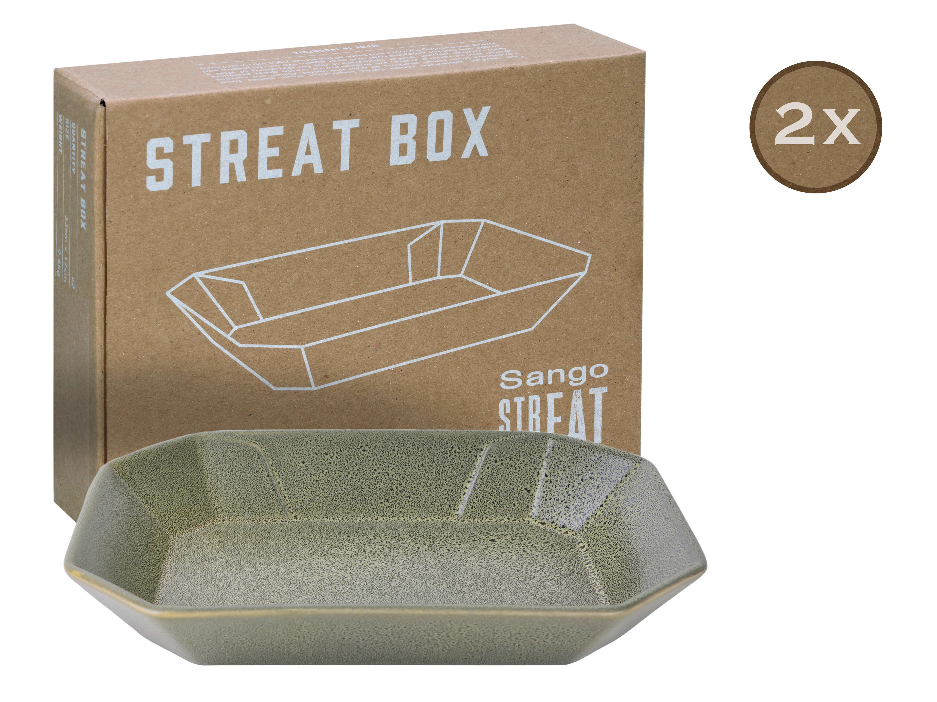 CreaTable Servierset Streat Box grün Steinzeug B/T: ca. 17x22 cm