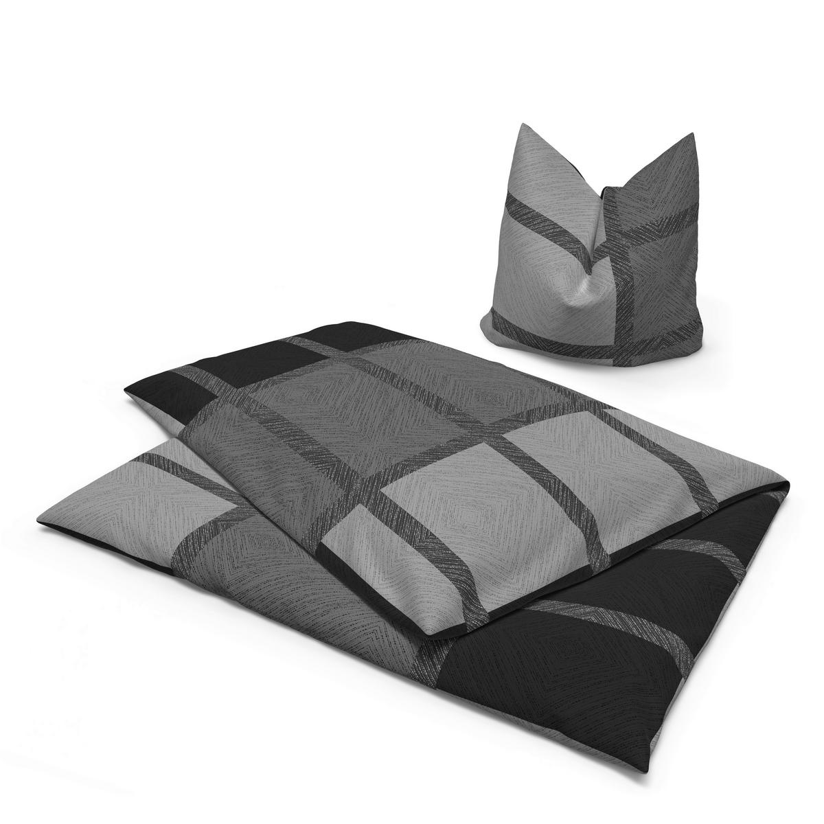 Baumwoll Bettwäsche Renforce Bettwäsche_Renforce_Benno 135x200 - schwarz/grau (135,00/200,00cm) - beau rêve