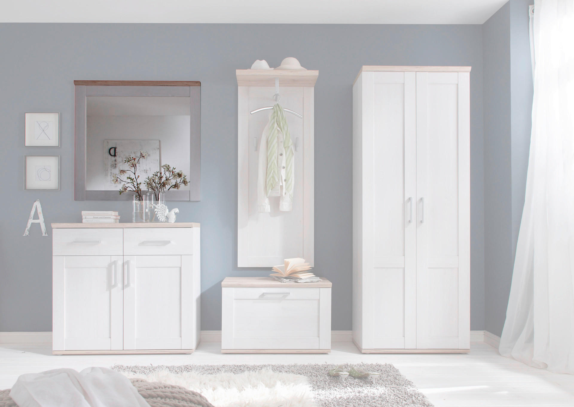 Wandspiegel Romance Sibiu Lärche Nachbildung Eiche San-Remo Nachbildung B/H/T: ca. 96x92x4 cm Romance - Eiche (96,00/92,00/4,00cm)