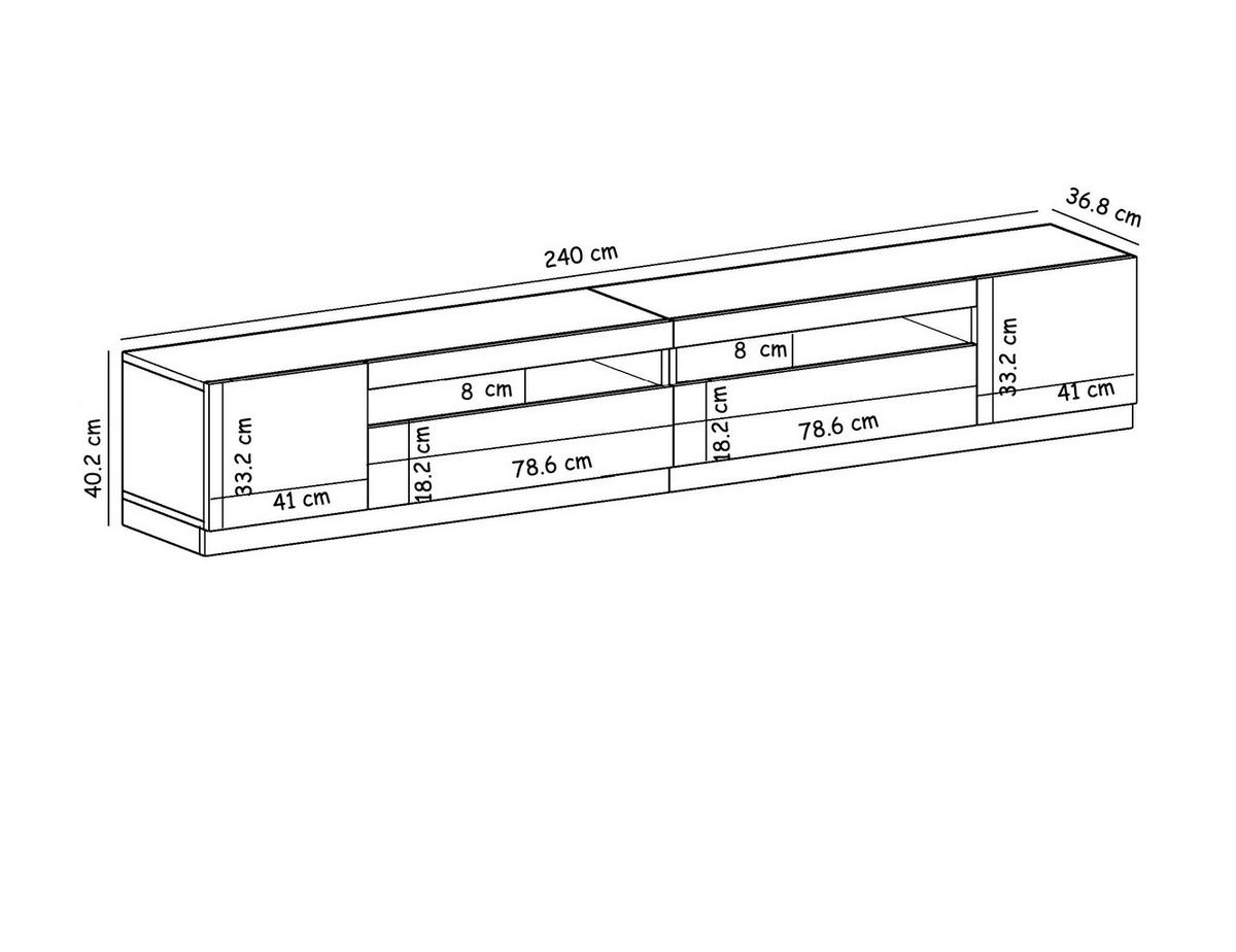 TV-Lowboard 9178 weiß B/H/T: ca. 240x40x37 cm 9178 - weiß (240,00/40,00/37,00cm) - moebel17