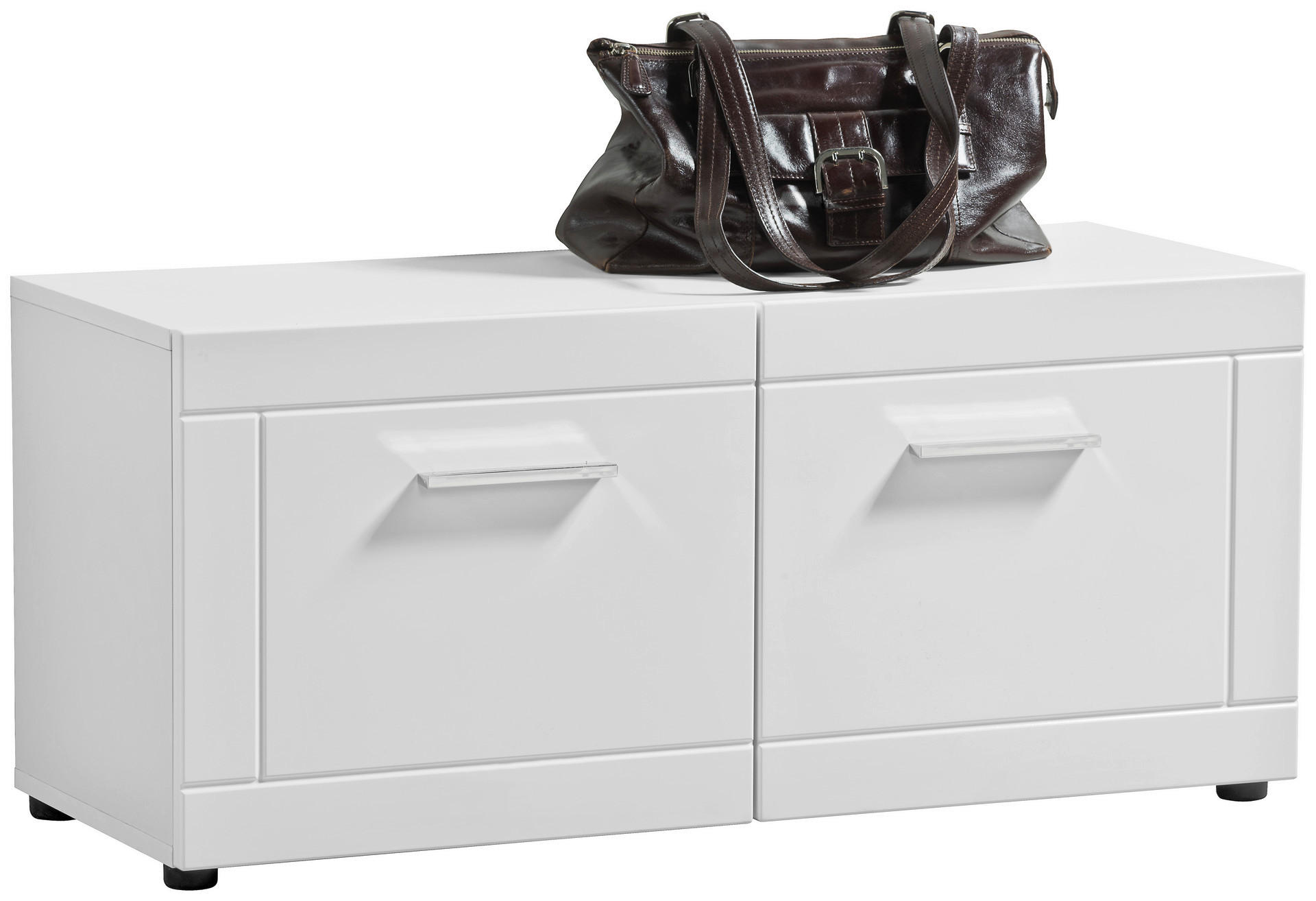 Sitzbank Atlanta weiß weiß Hochglanz B/H/T: ca. 90x40x35 cm Atlanta - weiß (90,00/40,00/35,00cm)