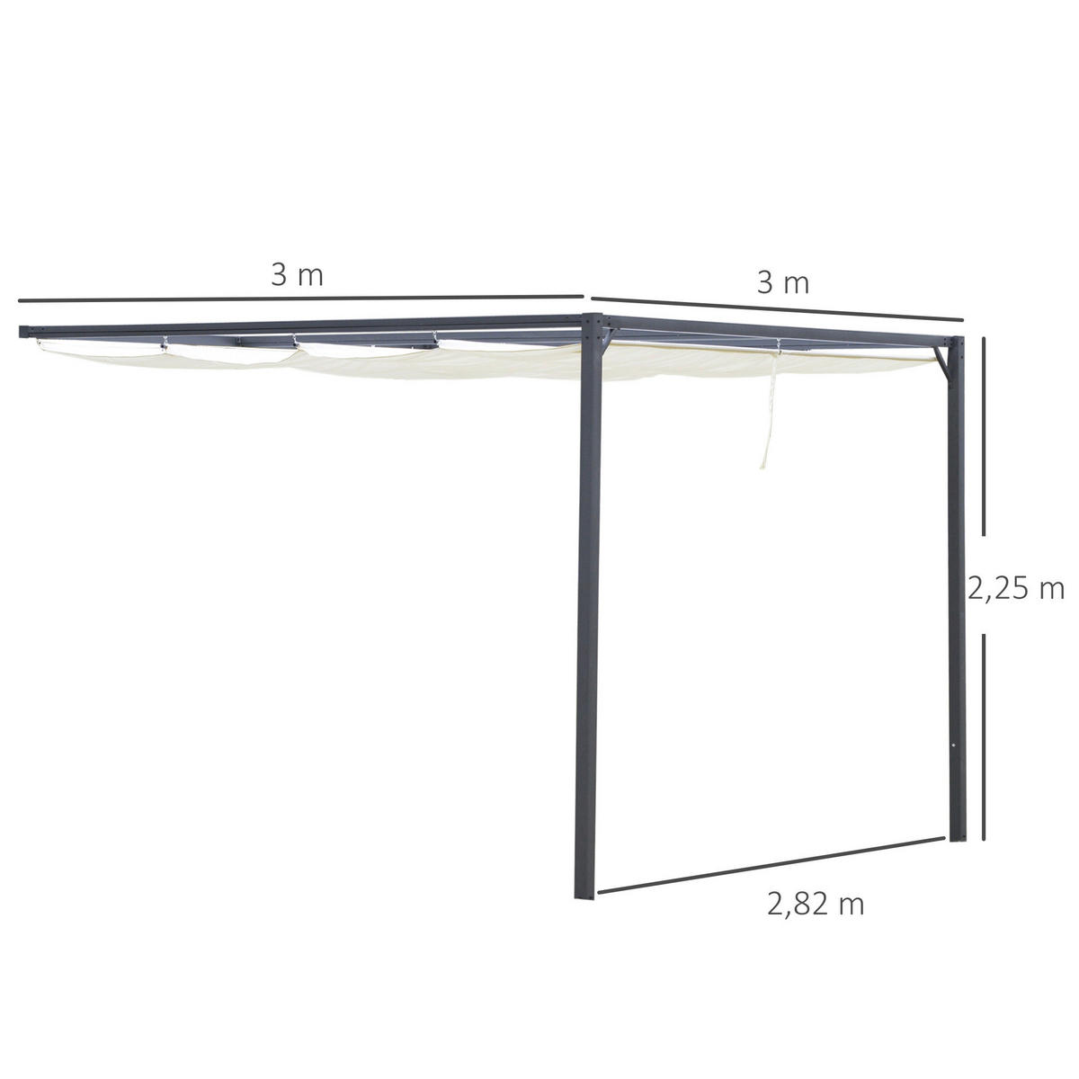 Outsunny Pergola cremeweiß Metall B/H/L: ca. 300x230x300 cm Pergola - cremeweiß (300,00/300,00/230,00cm) - Outsunny