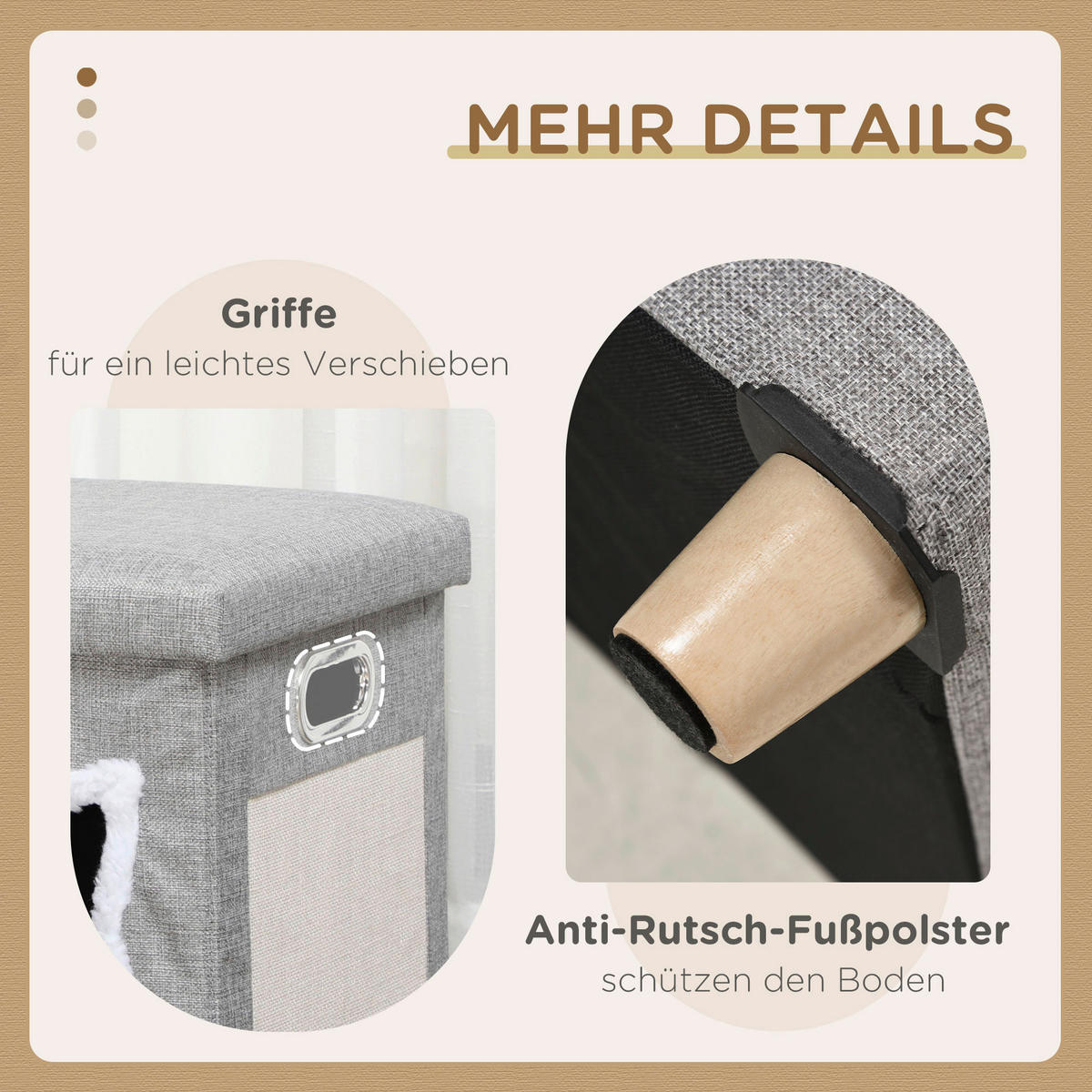 PawHut Katzen-Zubehör grau Polypropylen B/H/L: ca. 35,5x35,5x42,5 cm Katzenhaus - grau (42,50/35,50/35,50cm) - PawHut