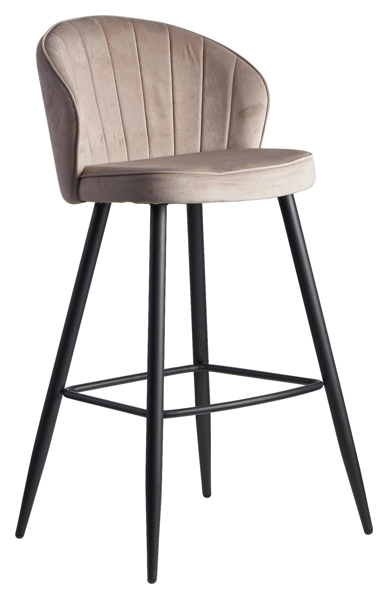 Barhocker beige schwarz Stoff Eisen B/H/T: ca. 56x102,5x52,5 cm Barhocker - beige/schwarz (56,00/102,50/52,50cm) - Wohnling