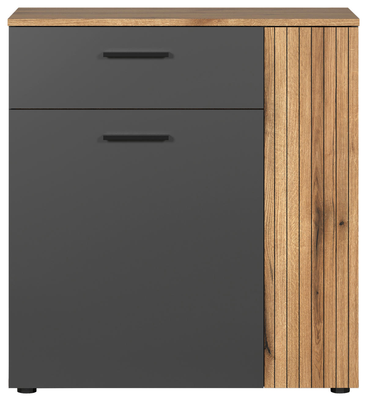 Kommode Esteban anthrazit Eiche Evoke Coast Nachbildung B/H/T: ca. 80x86x38 cm Esteban - Eiche/anthrazit (80,00/86,00/38,00cm)