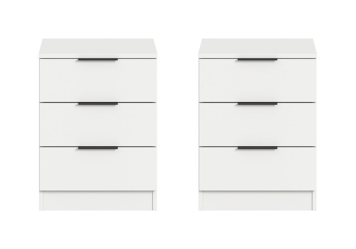Nachtkonsolen KOPENHAGEN, Set weiß B/H/T: ca. 45x60x40 cm KOPENHAGEN, Set - weiß (45,00/60,00/40,00cm) - xonox.home
