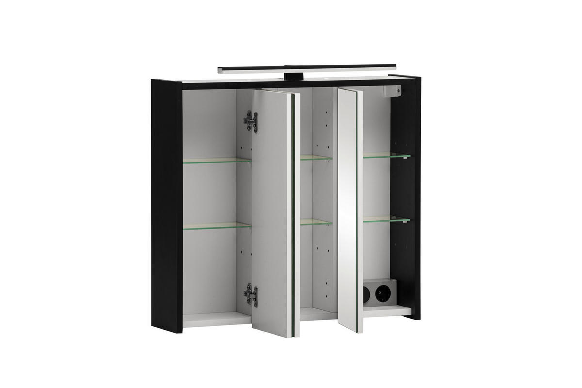 Spiegelschrank Emmik schwarz matt B/H/T: ca. 65x62,7x16 cm Emmik - schwarz (65,00/62,70/16,00cm) - Möbelpartner