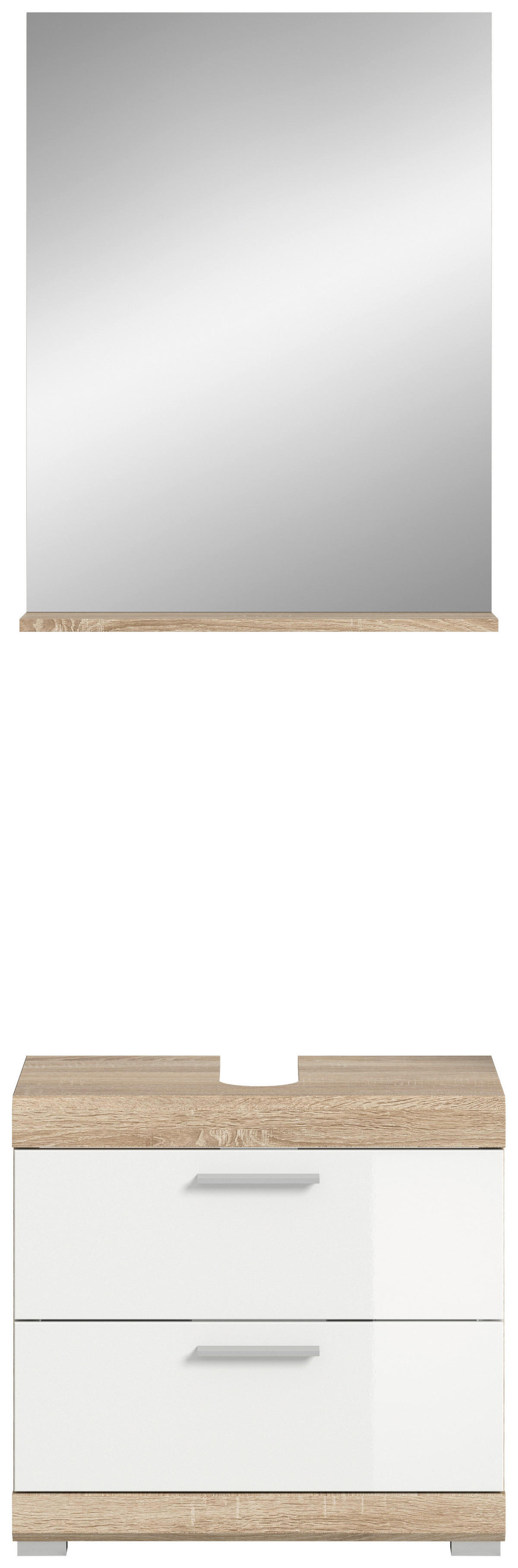 Badezimmer-Set Lambada Eiche Sonoma Nachbildung weiß Hochglanz B/H/T: ca. 60x191x37 cm Lambada - Eiche/weiß (60,00/191,00/37,00cm) - xonox.home