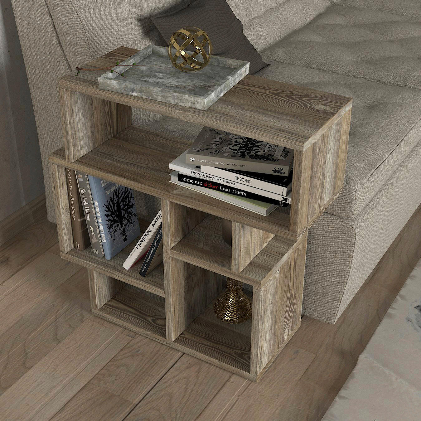 Beistelltisch Lanza walnuss Nachbildung Spanplatte B/H/T: ca. 55x60x22 cm Lanza - walnuss (55,00/60,00/22,00cm) - moebel17