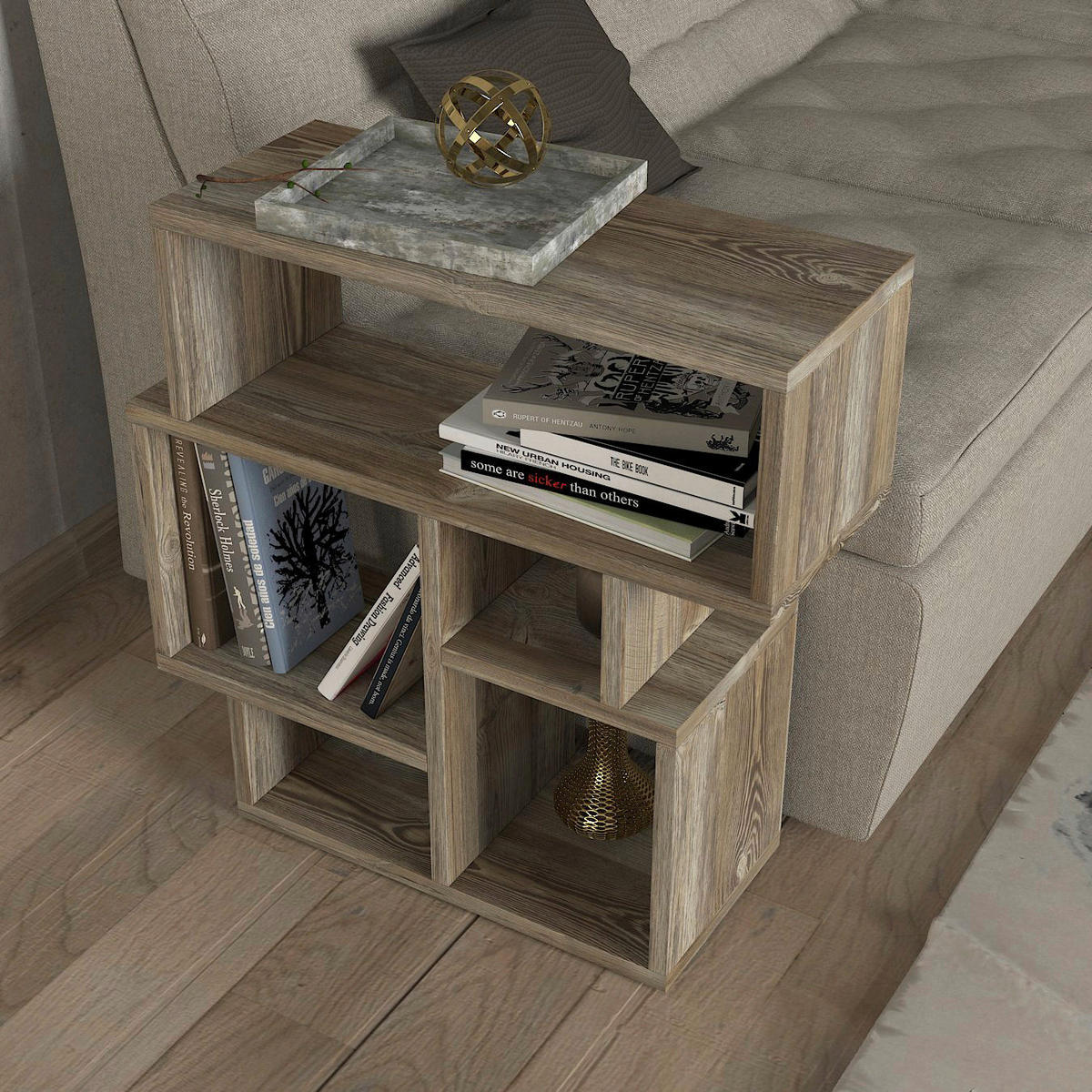 Beistelltisch Lanza walnuss Nachbildung Spanplatte B/H/T: ca. 55x60x22 cm Lanza - walnuss (55,00/60,00/22,00cm) - moebel17