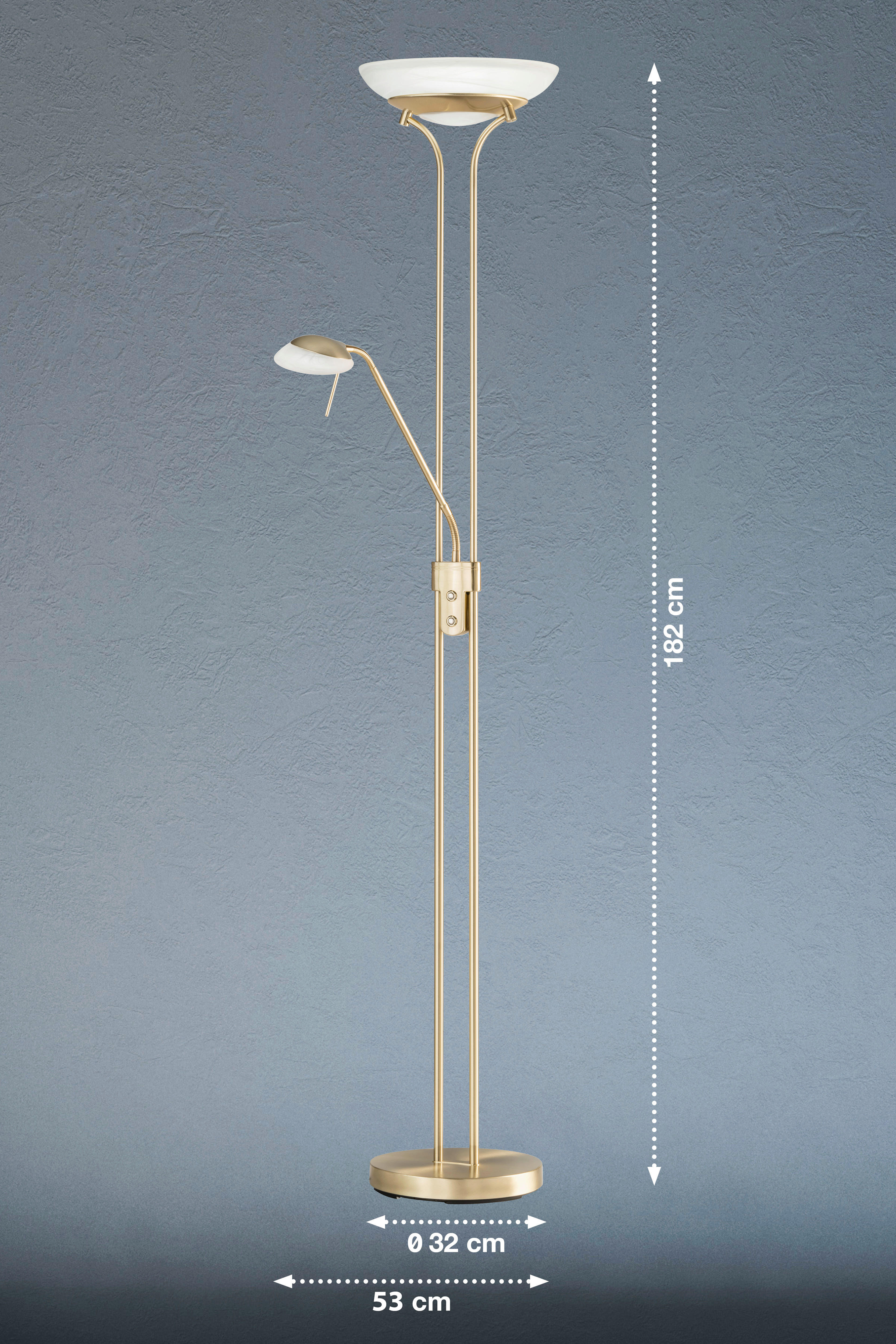 Fischer & Honsel LED-Stehleuchte 40145 messing weiß Glas Metall H/D: ca. 182x32 cm 1 Brennstellen Pool TW - messing/weiß (32,00/182,00cm) - Fischer & Honsel