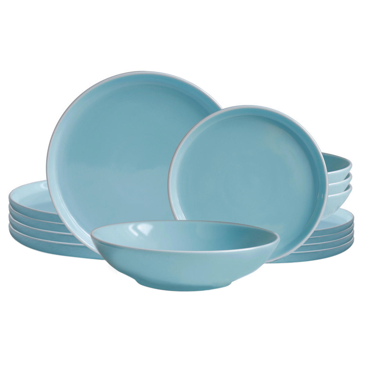 ECHTWERK Tafelservice Nerea mint Steingut 12 tlg. Nerea - mint (39,00/32,00/33,50cm) - ECHTWERK