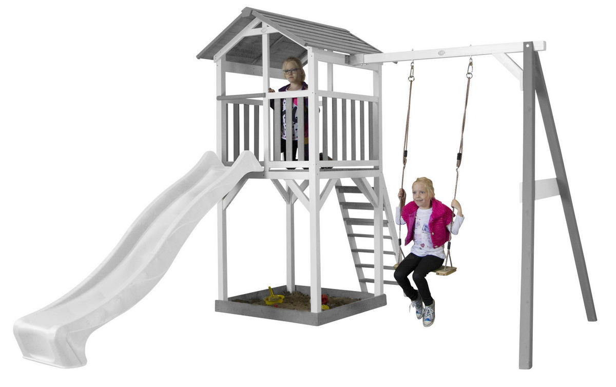 AXI Spielturm Beach Tower grau B/H/T: ca. 283,6x241,9x349 cm Beach Tower - weiß/grau (283,60/241,90/349,00cm) - AXI