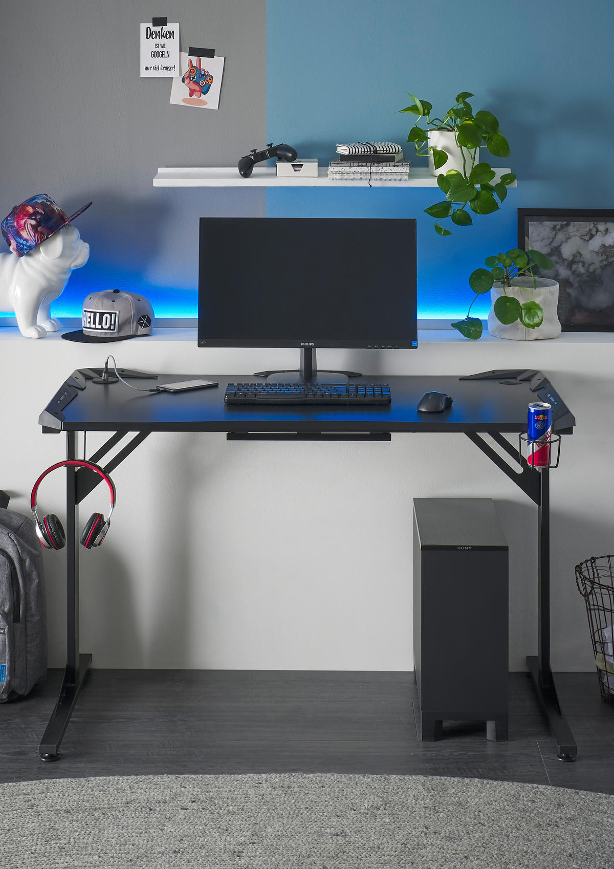 Gaming-Schreibtisch BC 3110 schwarz Carbon Optik B/H/T: ca. 119x78x60 cm BC 3110 - schwarz (119,00/78,00/60,00cm)