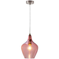 Nowa Pendelleuchte 30620121 nickel matt rosa Metall Glas H/D: ca. 150x22 cm E27 1 Brennstellen PASO - nickel matt/rosa (22,00/150,00cm) - Nowa