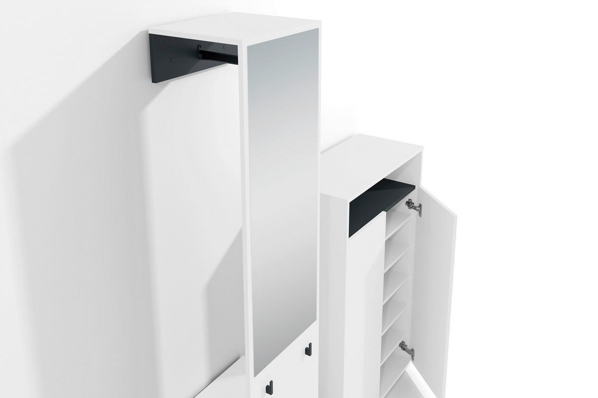 Garderobe Lyon weiß schwarz B/H/T: ca. 70x115x33,5 cm Lyon - weiß/schwarz (70,00/115,00/33,50cm) - byLIVING