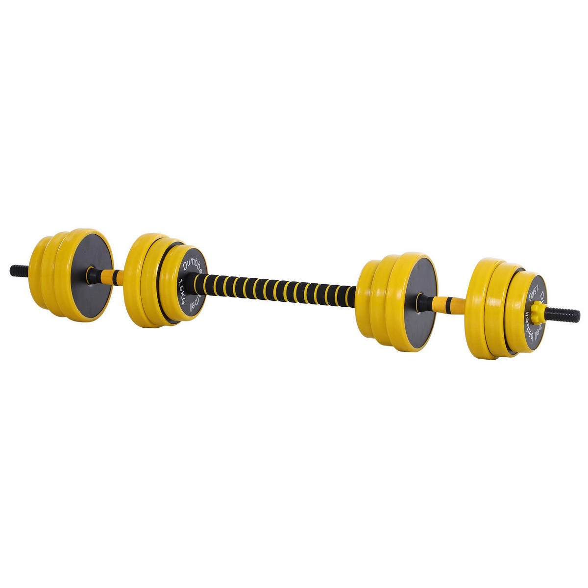 HOMCOM Hantelset 2in1 gelb Eisen B/H/L: ca. 19,5x19,5x152 cm Hantelset_2in1 - gelb/schwarz (152,00/19,50/19,50cm) - HOMCOM