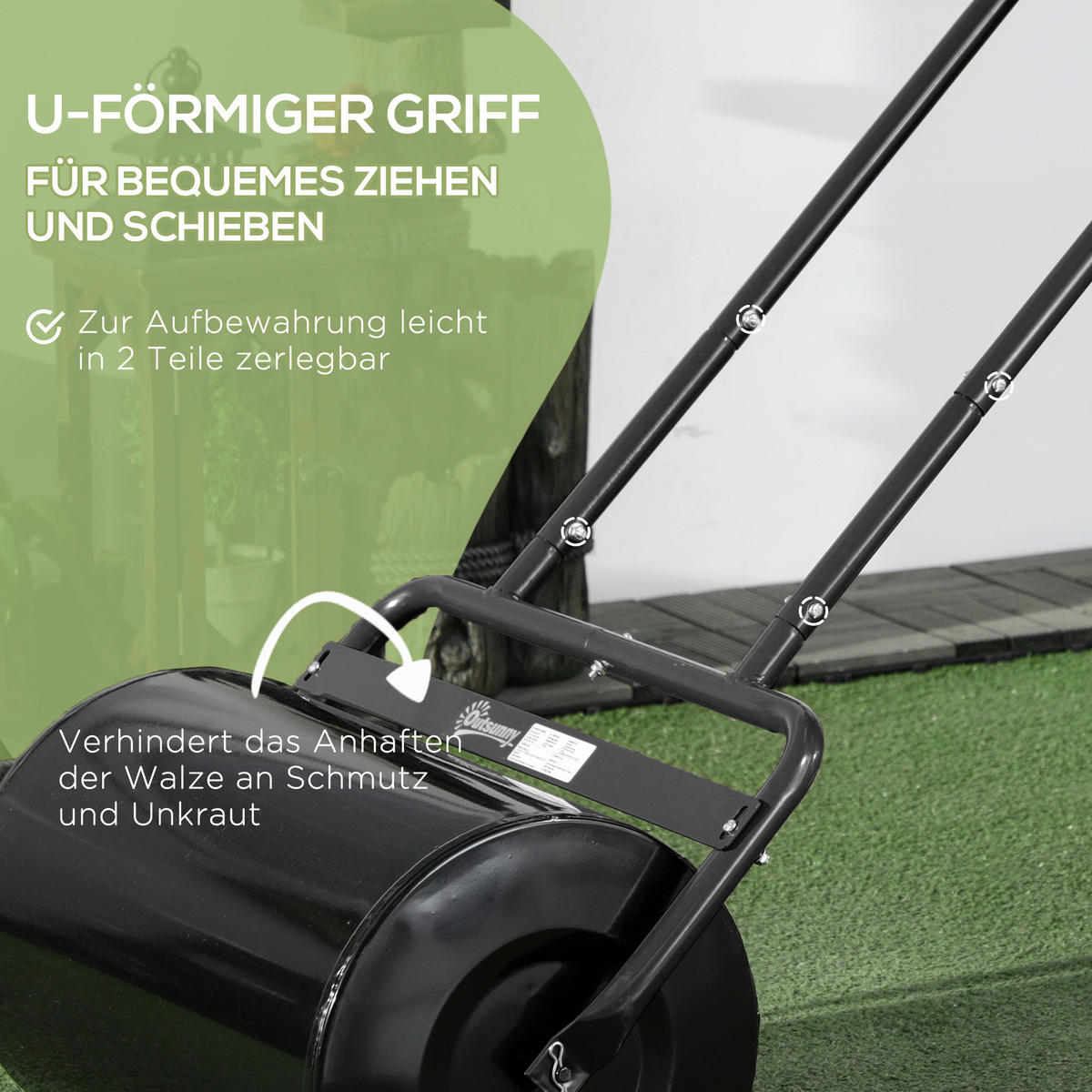 Outsunny Rasenwalze Rasenwalze - schwarz (58,00/32,50/113,00cm) - Outsunny