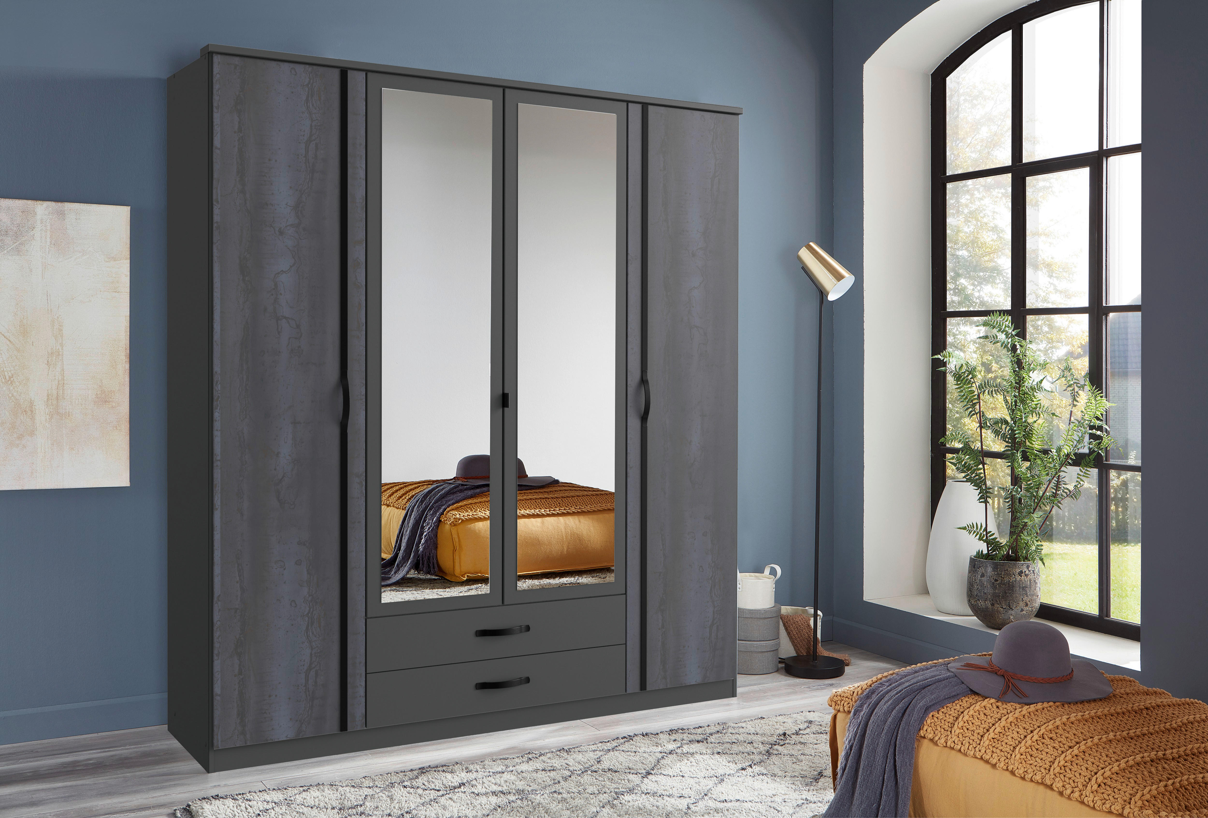 Kleiderschrank Duo2 Digi-Steel Optik Graphit B/H/T: ca. 179x199x58 cm Duo2 - schwarz/Graphit (179,00/199,00/58,00cm)