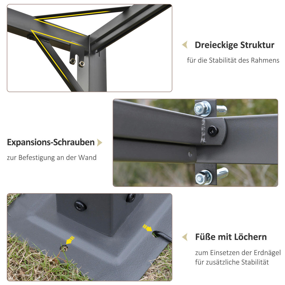 Outsunny Pergola cremeweiß Metall B/H/L: ca. 300x230x300 cm Pergola - cremeweiß (300,00/300,00/230,00cm) - Outsunny