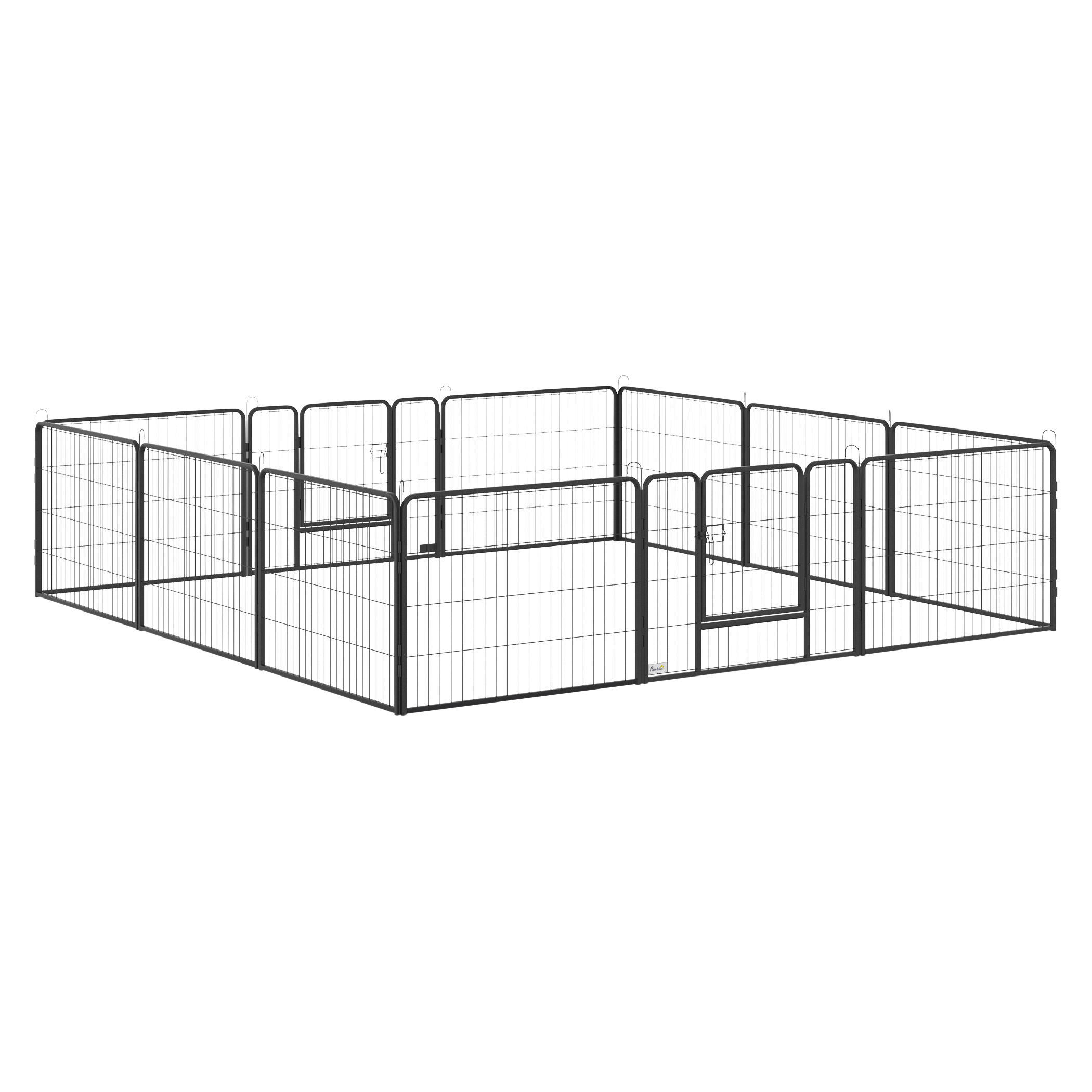 PawHut Welpenauslauf schwarz Stahl B/H/L: ca. 1,5x60x80 cm Welpenauslauf - schwarz (80,00/1,50/60,00cm) - PawHut