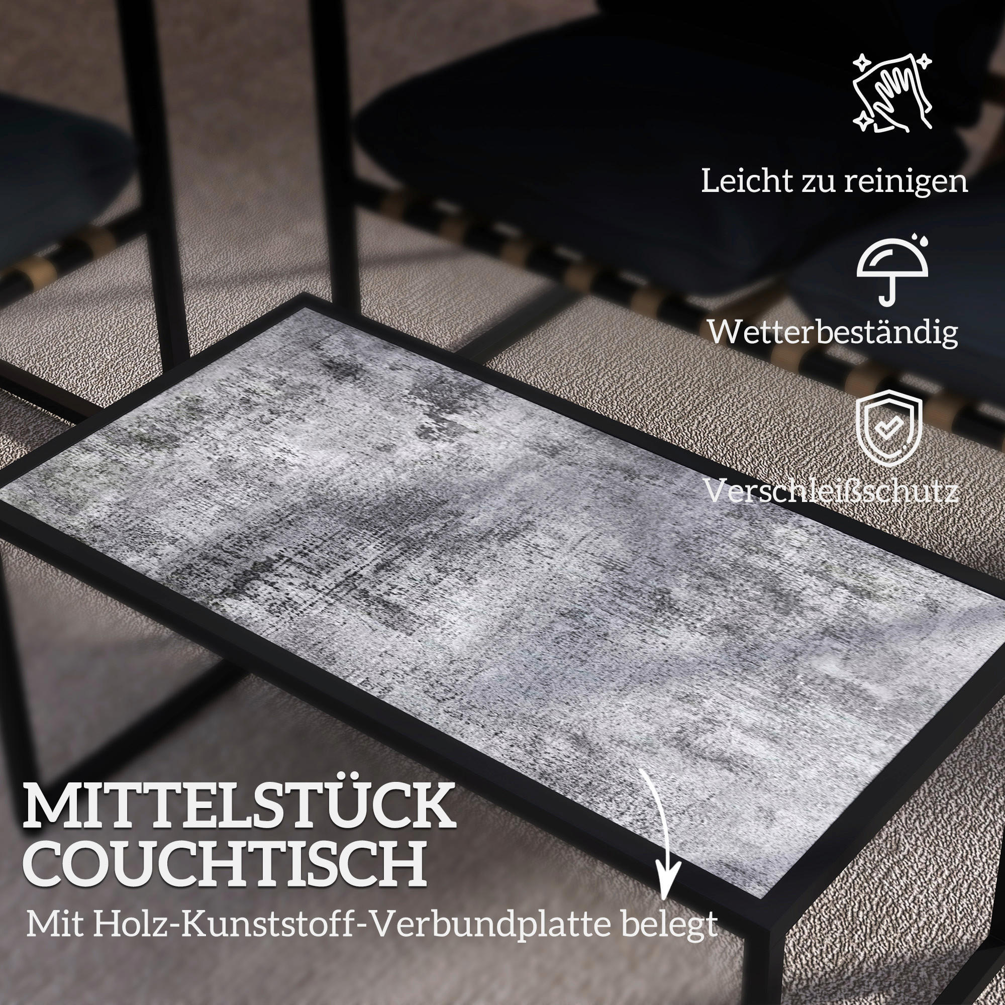 Thumbnail - Outsunny Gartenmöbel-Set grau Polyester B/H/L: ca. 70x67x114 cm