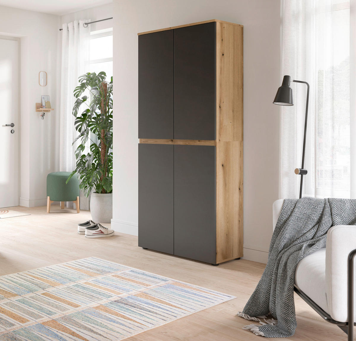 Schrank SCARPA Evoke Oak Nachbildung anthrazit B/H/T: ca. 70x175x37 cm SCARPA - anthrazit (70,00/175,00/37,00cm) - xonox.home