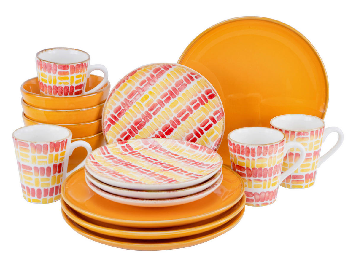 CreaTable Kombiservice MARBELLA orange Steingut 16 tlg. MARBELLA - orange - CreaTable
