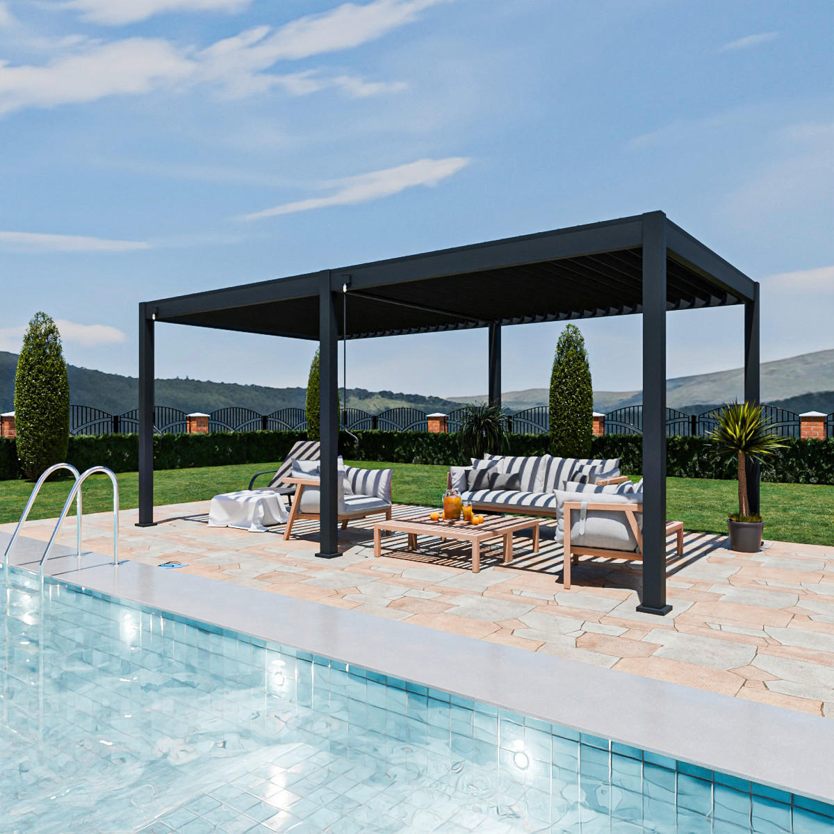 PergoLine Pergola Superior anthrazit Aluminium B/H/L: ca. 600x255x300 cm Superior - anthrazit (300,00/600,00/255,00cm) - PergoLine