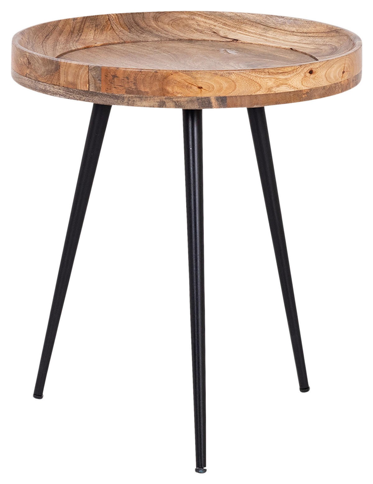 Beistelltisch AVA natur schwarz pulverbeschichtet Echtholz Metall B/H/T: ca. 45x50x45 cm AVA - natur/schwarz (45,00/50,00/45,00cm) - byLIVING
