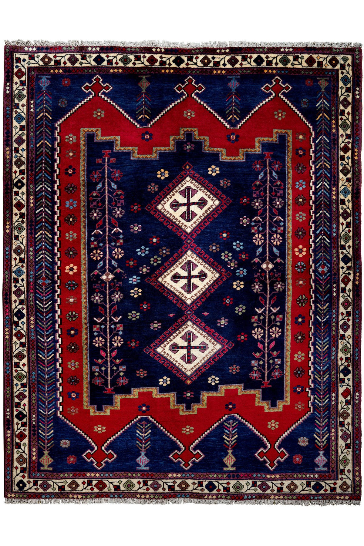 PersaTepp Teppich Afshar beige B/H/L: ca. 165x1x210 cm Afshar - blau/beige (210,00/165,00/1,00cm) - PersaTepp