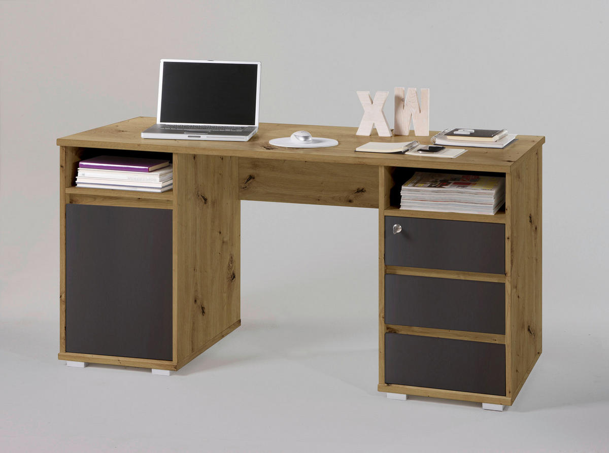 Schreibtisch Primus Eiche Artisan Nachbildung anthrazit B/H/T: ca. 145x74x65 cm Primus - Eiche/anthrazit (145,00/74,00/65,00cm)