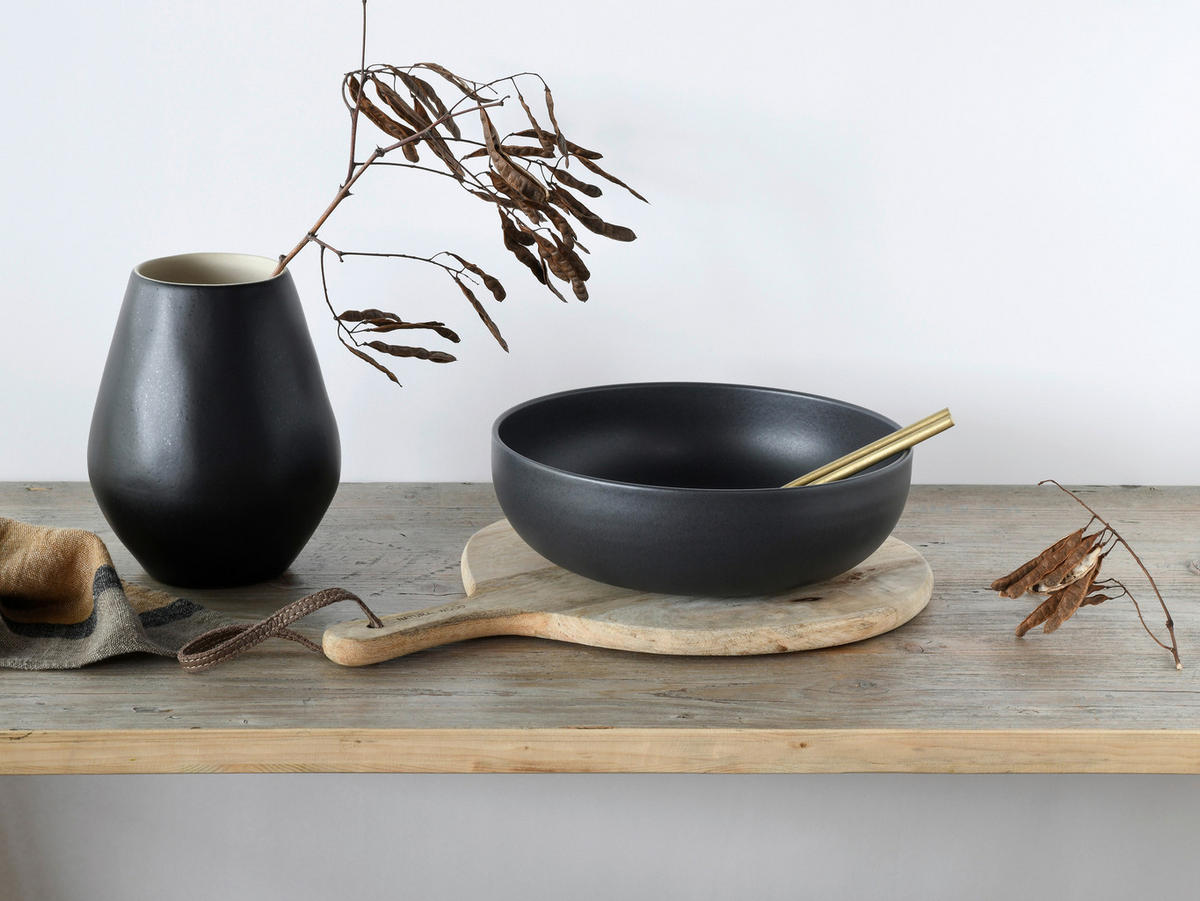 CreaTable Servierschalen-Set Uno schwarz Steinzeug B/H/L: ca. 41x41x41 cm Uno - schwarz (41,00/41,00/41,00cm) - CreaTable