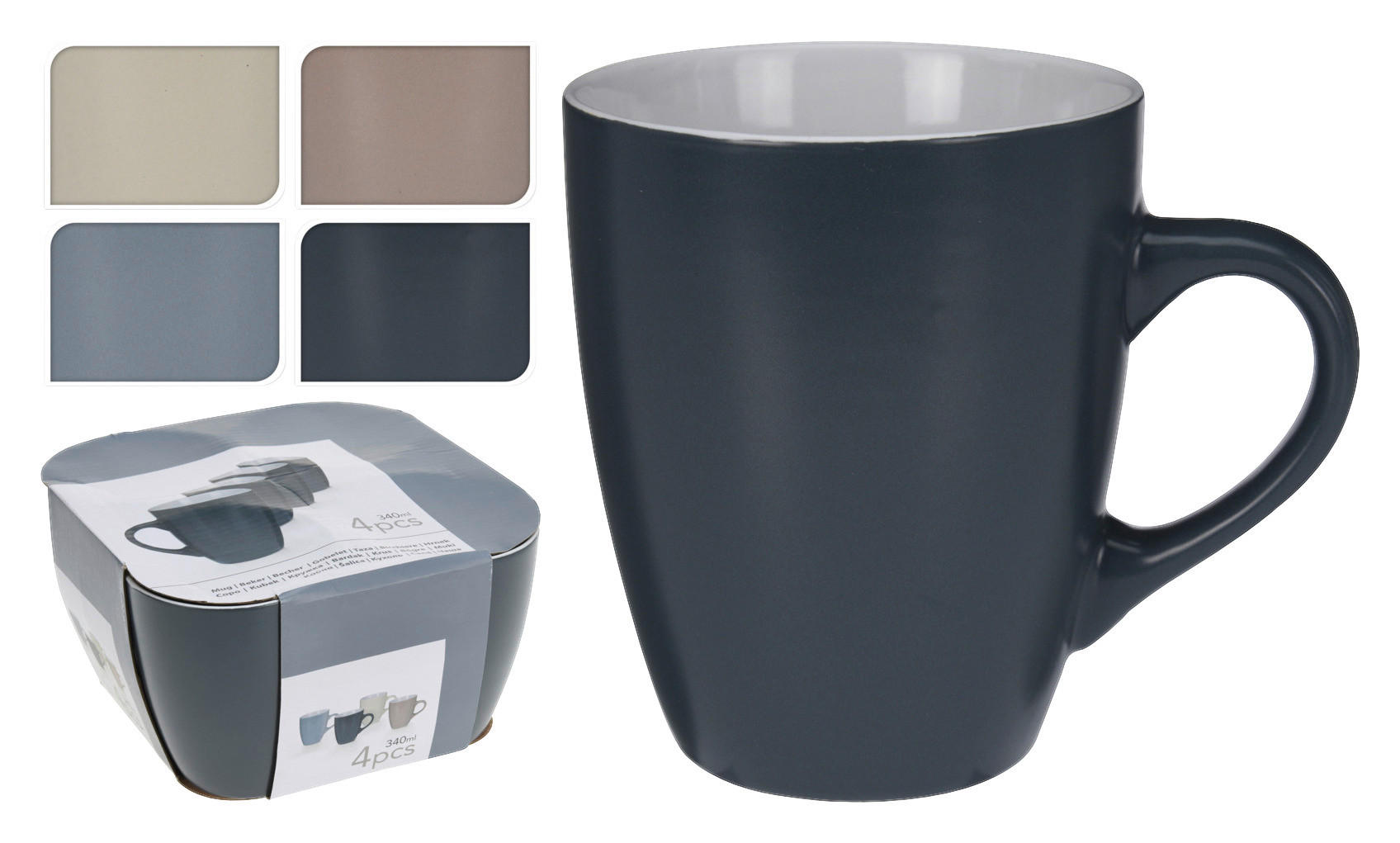 Kaffeebecher 4er Set multicolor Keramik 4 tlg. Kaffeebecher_4erSet - multicolor