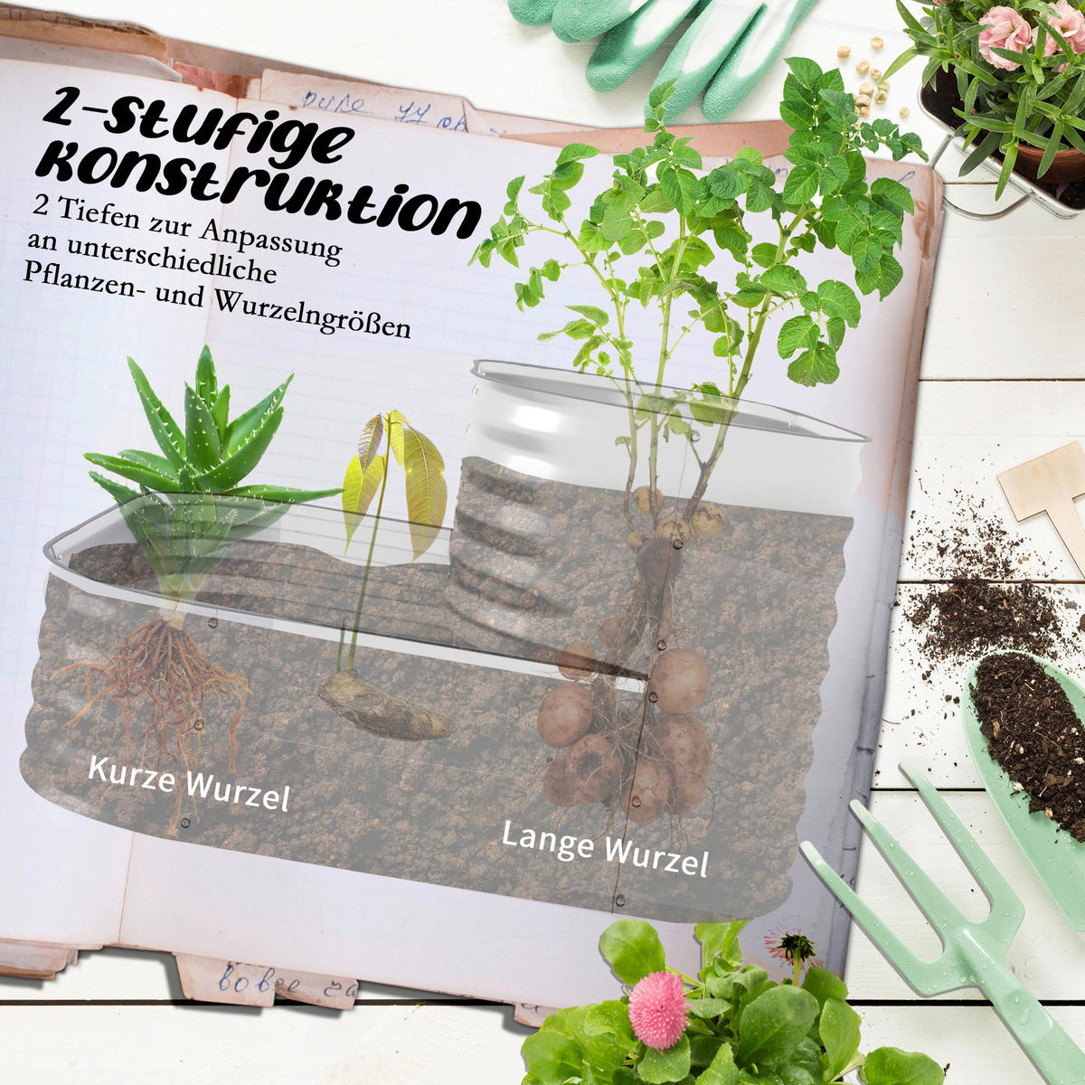 Outsunny Hochbeet silber Metall B/H/L: ca. 90x30x120 cm Hochbeet - silber (120,00/90,00/30,00cm) - Outsunny